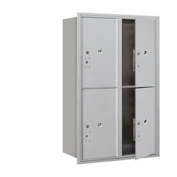 Salsbury Industries Salsbury 3712D-4PAFU 4C Horizontal Mailbox 12 Door High Unit - 44.50 Inches - Double Column - Stand-Alone Parcel Locker - 4 Pl6S - Aluminum - Front Loading - Usps Access 3712D-4PAFU